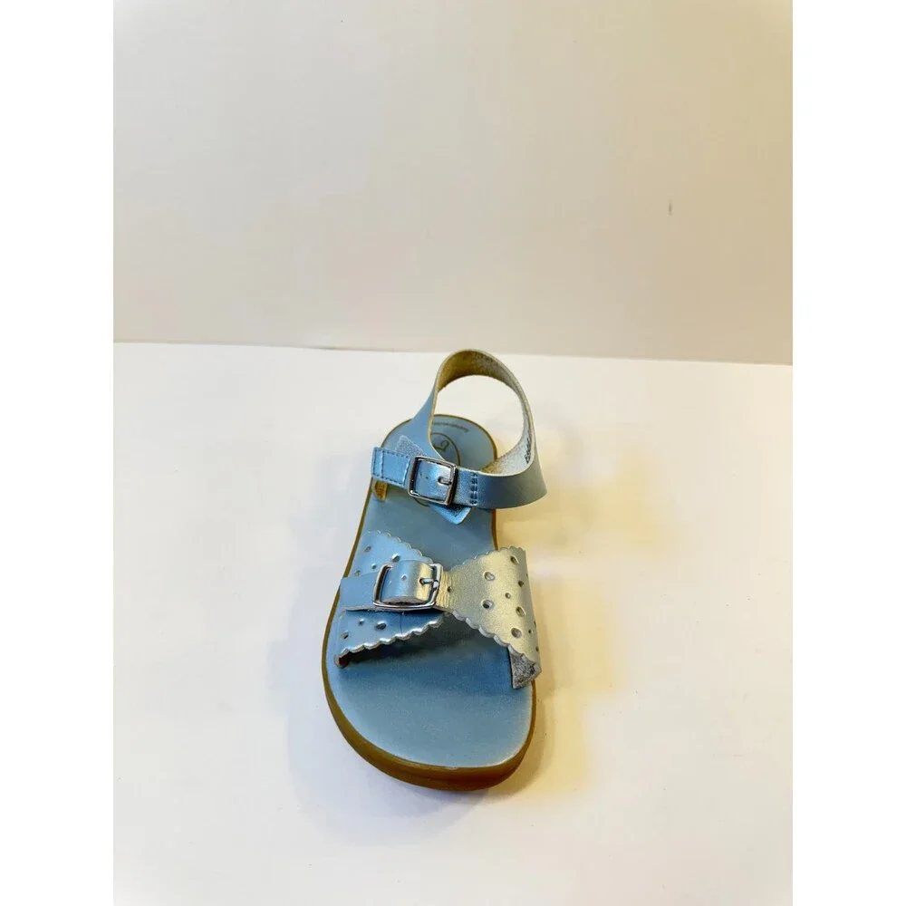 Footmates Eco-ariel Sandals Blue Metallic Leather US 13 Youths